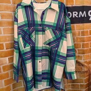 Shein plaid button up